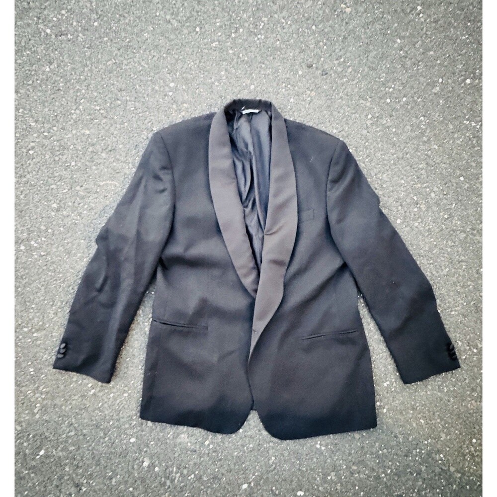 Italian Tuxedo Jacket 44 Long Ermenegildo Zegna Fabric Black Wool Shawl Collar